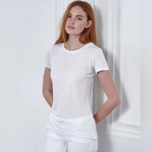 NWT Luxury Fite crew t shirt white and silver